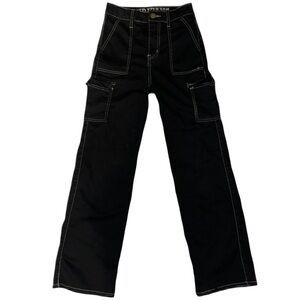 Vintage 90s Baggy Black with white seam Jeans - Wide Leg